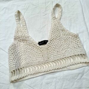Urban Outfitters cream crochet halter top brunette 100% cotton medium Boho beach